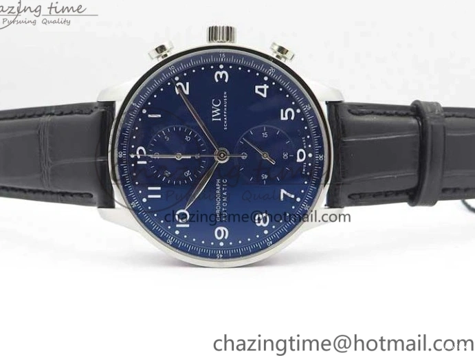 MIROTIME 0121 SunProtective Portugieser Chronograph Edition 150 Years IW371601 ZF 1:1 Best Edition Blue Dial on Black Leather Strap A7750 (Slim Movement) 7137